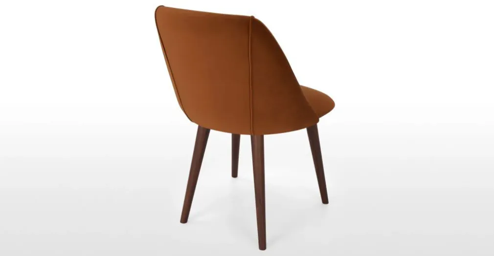 Juego de 2 sillas de comedor Lule – Terciopelo naranja y nogal
