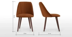 Juego de 2 sillas de comedor Lule – Terciopelo naranja y nogal