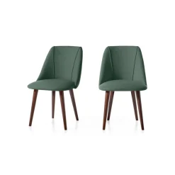 Juego de 2 sillas de comedor Lule – Verde bahía y nogal ⚡