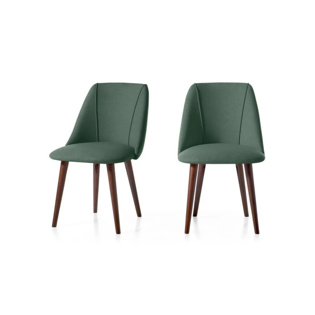 Juego de 2 sillas de comedor Lule – Verde bahía y nogal ⚡