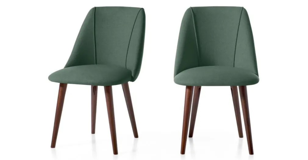 Juego de 2 sillas de comedor Lule – Verde bahía y nogal ⚡