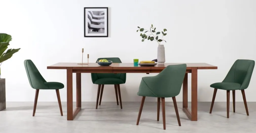 Juego de 2 sillas de comedor Lule – Verde bahía y nogal ⚡