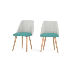Juego de 2 sillas de comedor Lule – Verde esmeralda y gris granizo