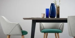 Juego de 2 sillas de comedor Lule – Verde esmeralda y gris granizo