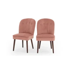 Juego de 2 sillas de comedor Margot – Terciopelo rosa palo