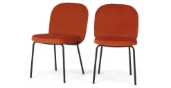 Juego de 2 sillas de comedor Safia – Terciopelo naranja llama