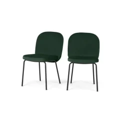 Juego de 2 sillas de comedor Safia – Terciopelo verde pino