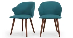 Juego de 2 sillas de comedor Sigrid – Azul mineral y nogal