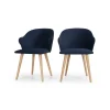 Juego de 2 sillas de comedor Sigrid – Terciopelo azul real y roble