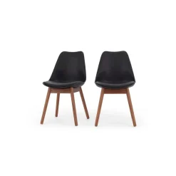 Juego de 2 sillas de comedor Thelma – Roble oscuro y negro