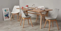 Juego de 2 sillas de comedor Thelma – Roble y blanco
