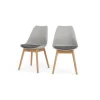 Juego de 2 sillas de comedor Thelma – Roble y tejido gris tonal