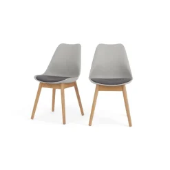 Juego de 2 sillas de comedor Thelma – Roble y tejido gris tonal