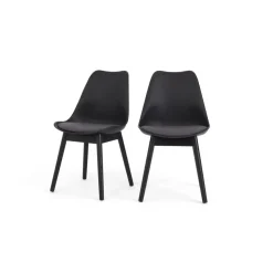 Juego de 2 sillas de comedor Thelma – Tejido negro y gris