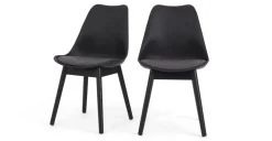 Juego de 2 sillas de comedor Thelma – Tejido negro y gris