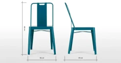 Juego de 2 sillas de metal Edny – Azul cerceta