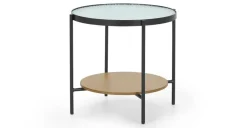 Mesa auxiliar redonda Kameko – Roble y cristal