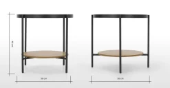 Mesa auxiliar redonda Kameko – Roble y cristal