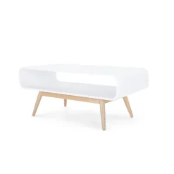 Mesa de Centro Compacta Esme – Blanco y fresno