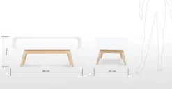Mesa de Centro Compacta Esme – Blanco y fresno