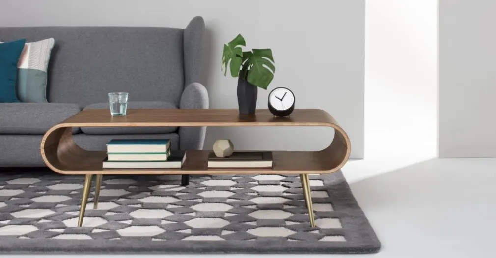 Mesa de Centro con Almacenaje Hooper – Nogal Natural y Metal