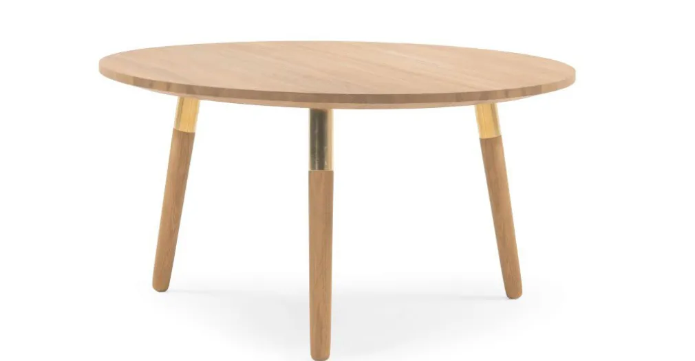 Mesa de Centro Redonda Range – Roble macizo y Metal