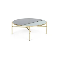 Mesa de Centro Stanley – Acero Dorado y Vidrio