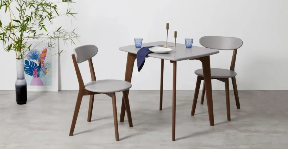 Mesa de Comedor Cuadrada Fjord – Roble Oscuro y Gris
