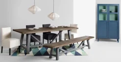 Mesa de Comedor Extra Grande Iona – Madera de Pino y Gris