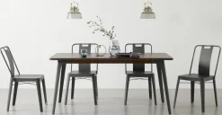 Mesa de Comedor Grande Edny – Mango Oscura y Bronce