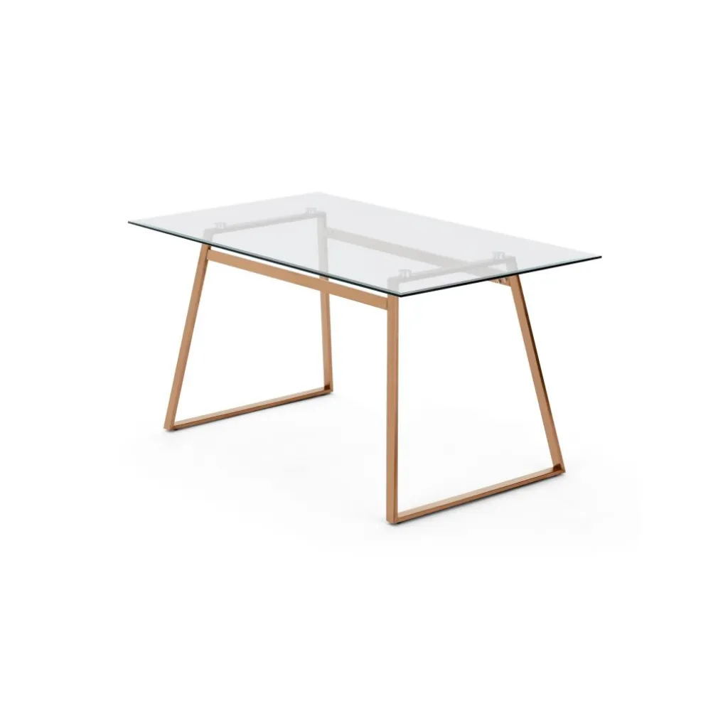 Mesa de Comedor Rectangular Haku – Cobre y Cristal