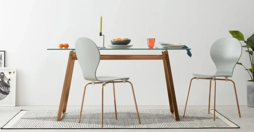 Mesa de Comedor Rectangular Haku – Cobre y Cristal