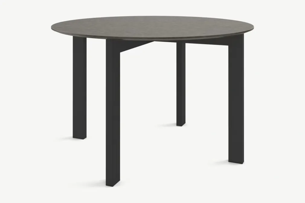 Mesa de Comedor Redonda 4 Asientos Niven – Gris y Negro