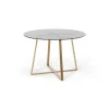 Mesa de Comedor Redonda Grande Haku – Metal y Cristal Ahumado