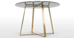 Mesa de Comedor Redonda Grande Haku – Metal y Cristal Ahumado