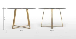 Mesa de Comedor Redonda Grande Haku – Metal y Cristal Ahumado
