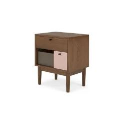 Mesa de noche Campton – Roble oscuro & rosa