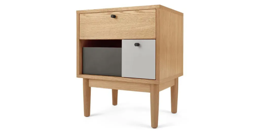 Mesa de noche Campton – Roble y gris