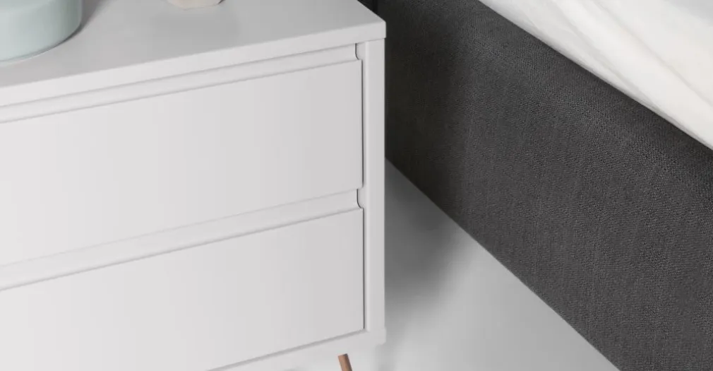 Mesa de Noche Elona – Gris y Cobre