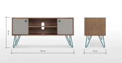 Mueble multimedia ancho Dotty – Roble oscuro y gris