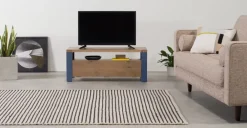 Mueble multimedia Bala – Madera maciza y azul