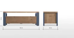 Mueble multimedia Bala – Madera maciza y azul