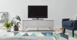 Mueble multimedia Elona – Gris y cobre