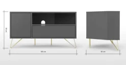 Mueble multimedia esquinero Elona – Gris Carbón