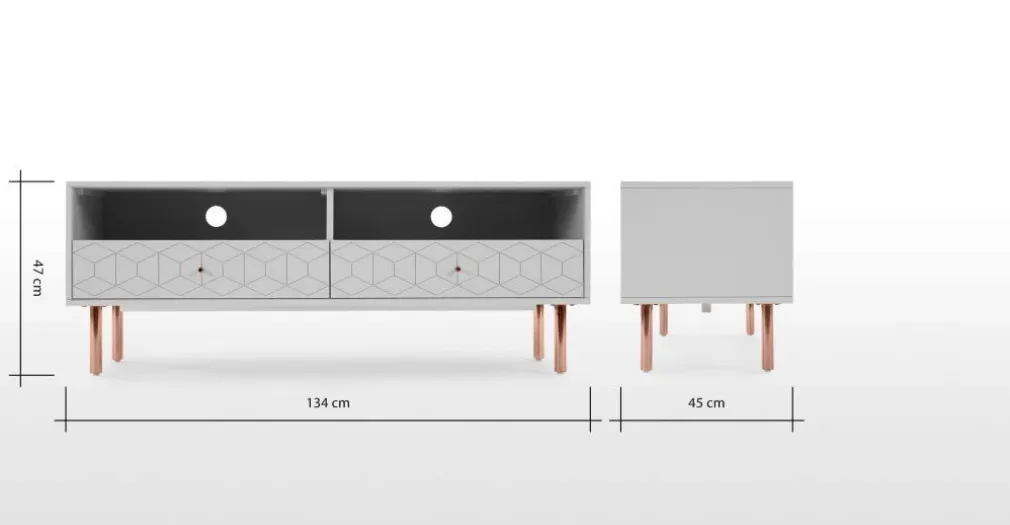 Mueble multimedia Hedra – Gris y cobre
