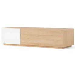 Mueble multimedia Hopkins – Roble y blanco