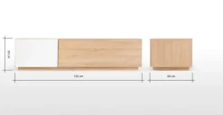 Mueble multimedia Hopkins – Roble y blanco