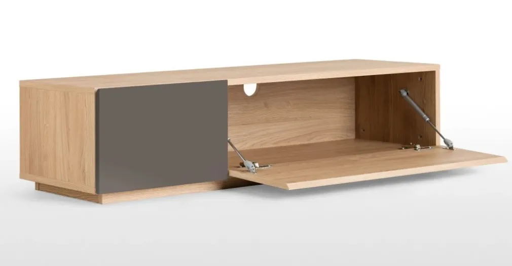 Mueble multimedia Hopkins – Roble y gris