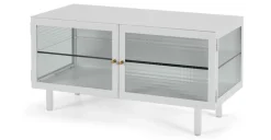 Mueble multimedia Marden – Blanco y cristal