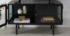 Mueble multimedia Marden – Gris carbón y cristal